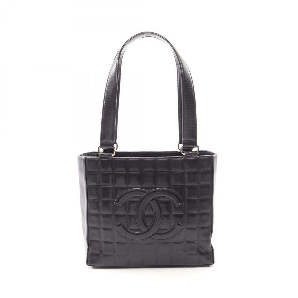 Chanel Chocolate Bar Tote Bag/Handbag, Lambskin Leather, Women's, Black